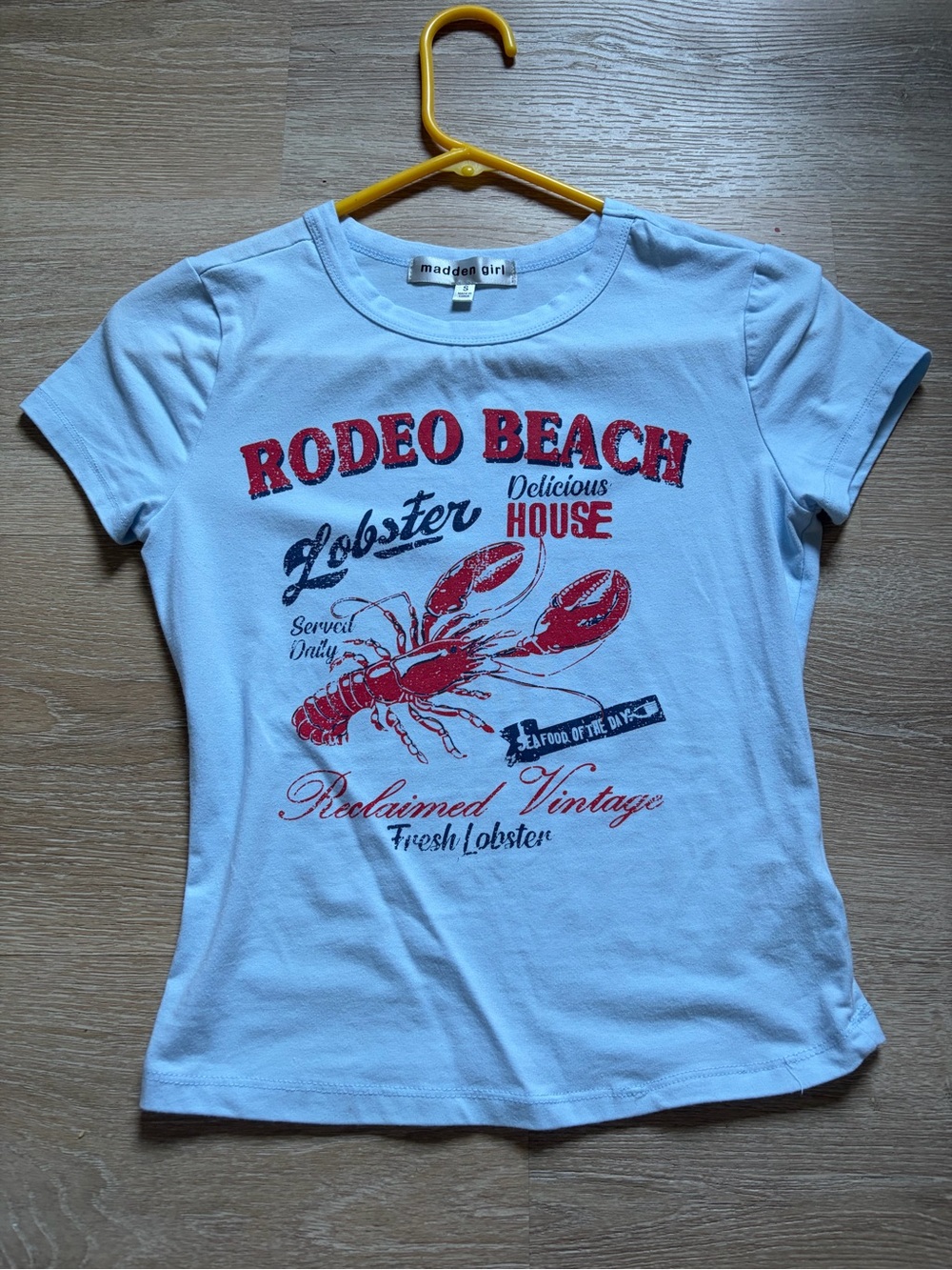 Madden Girl White Short-Sleeve Graphic Tee with Red Lobster Print